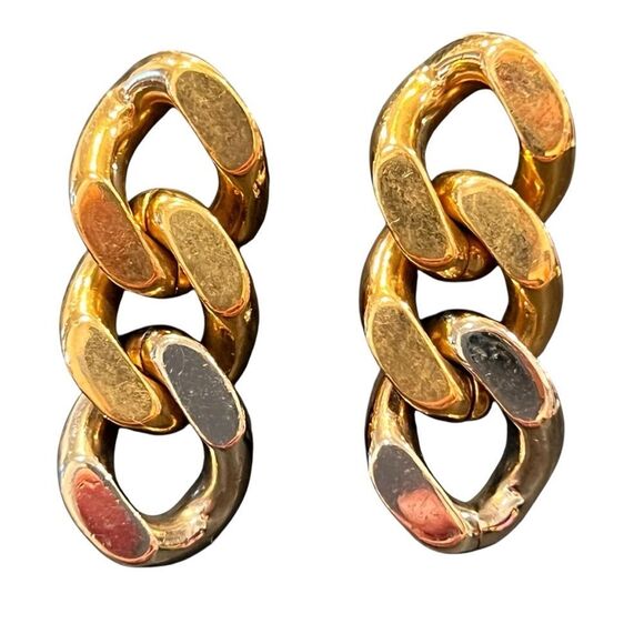 Yves Saint Laurent Gold and Silver Chain Earrings - Picture 3 of 6